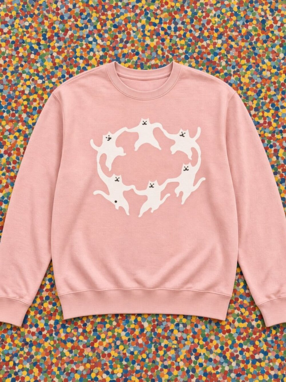Light Pink Women's Cats Circle Graphic Sweatshirt Gildan